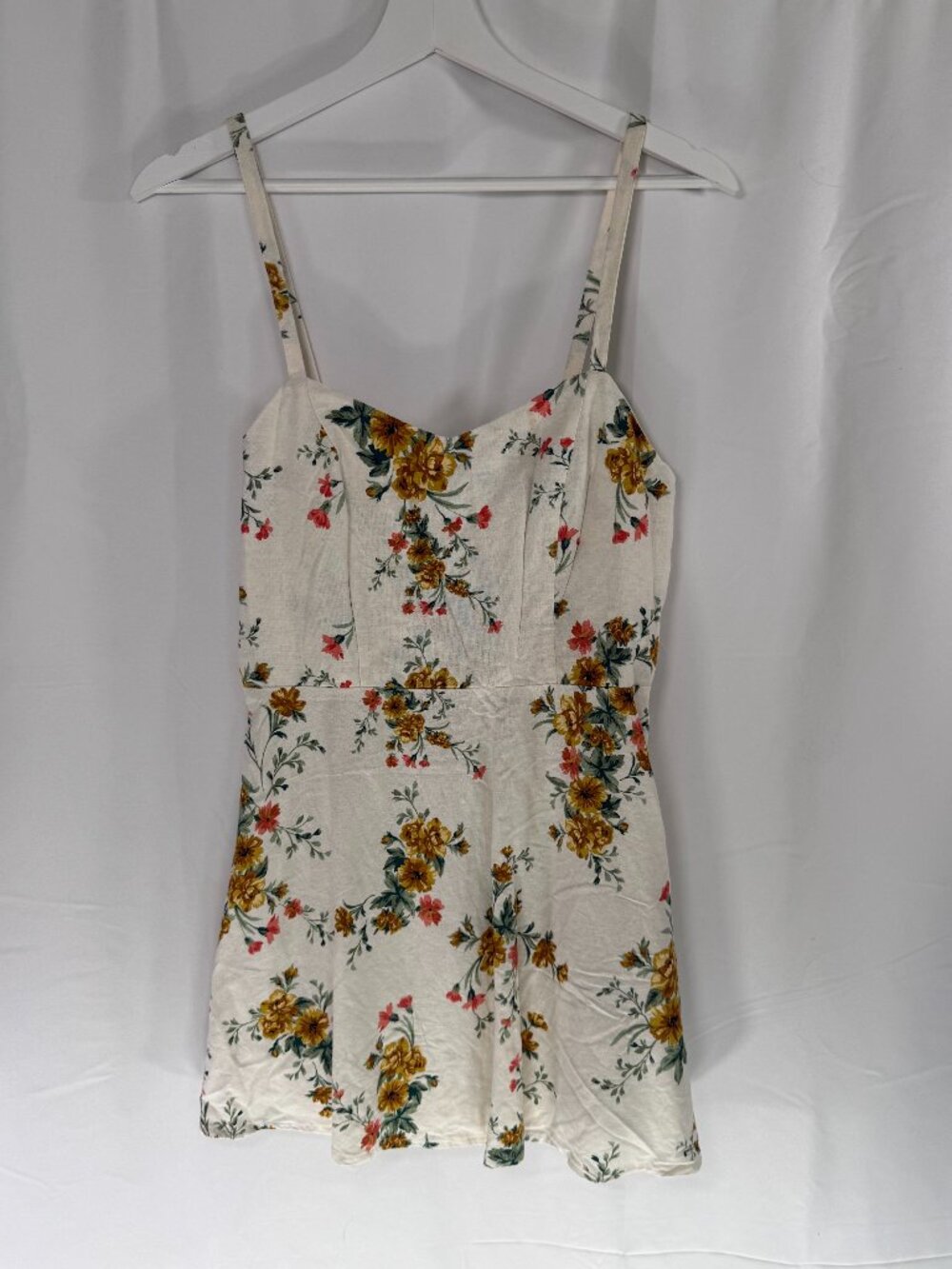 Old Navy Linen Floral Smocked Back Minidress Size S